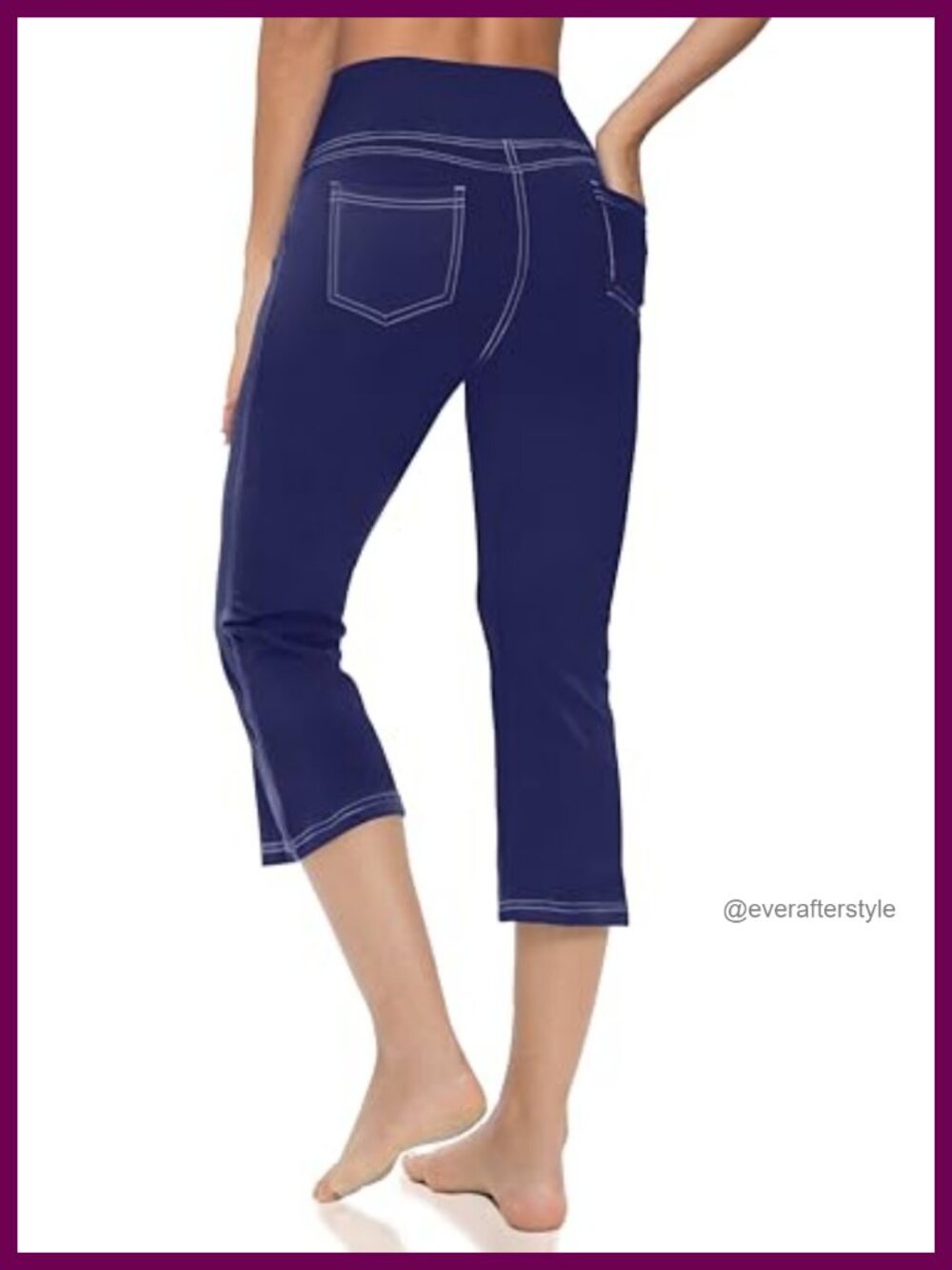 Women's High Waisted Capri Leggings with Pockets 4-Way Stretch Yoga Pants